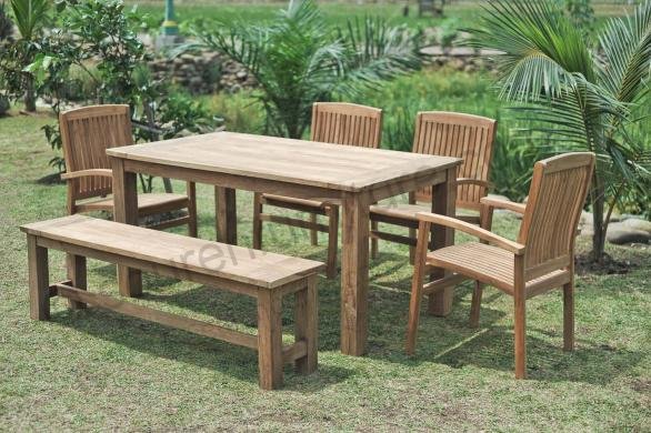 Stół ogrodowy 160x90cm z 4 krzesłami i ławką